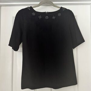 Talbots jewel neck black top. Size S